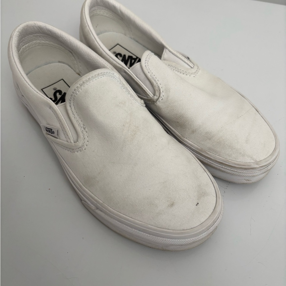 4 FOR $20 Vans Women's White Slip-On Sneakers